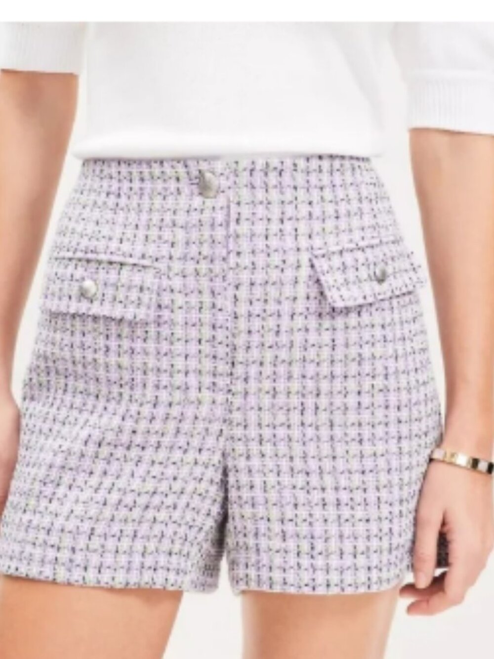 LOFT Purple Tweed Shorts Size 6 NEW NWT High Waisted Size 6 NWT - Picture 2 of 11